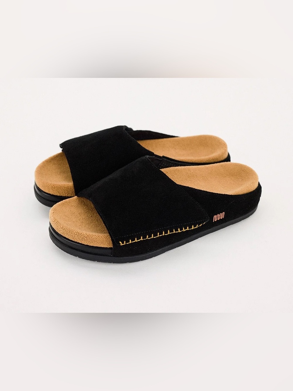 Commbi The Ollie Slide in Black Suede, Size 9 Women